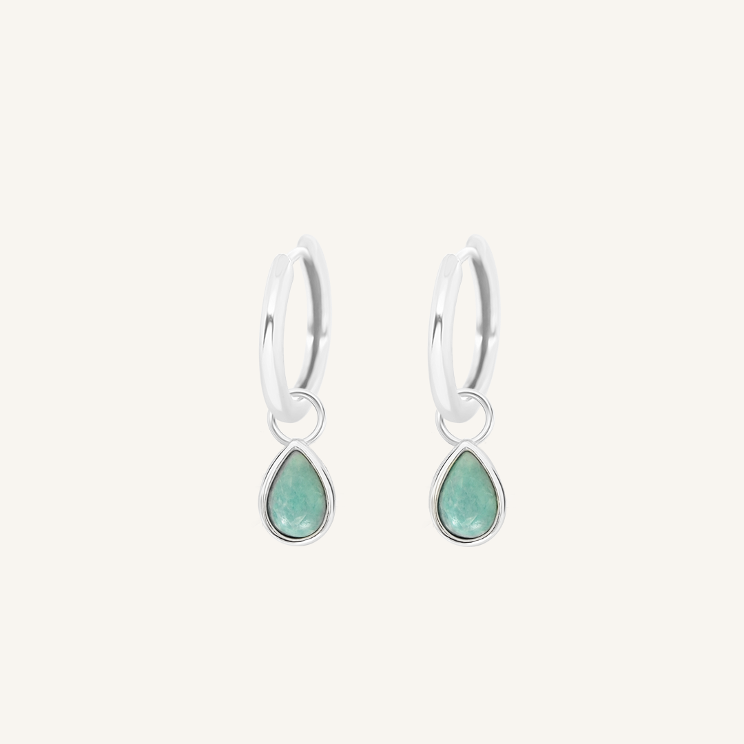 Amazonite Trove Charm Hoops