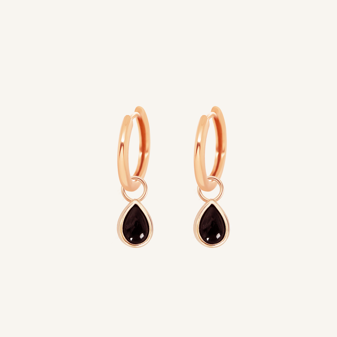 Black Onyx Trove Charm Hoops