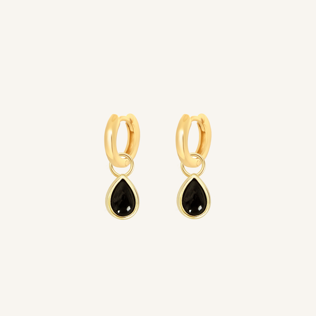 Black Onyx Trove Charm Hoops