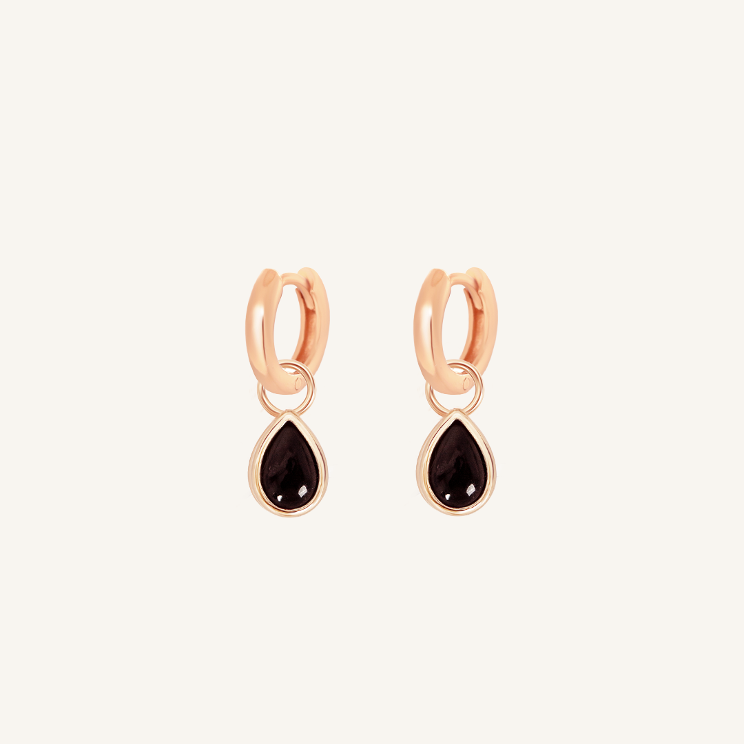 Black Onyx Trove Charm Hoops