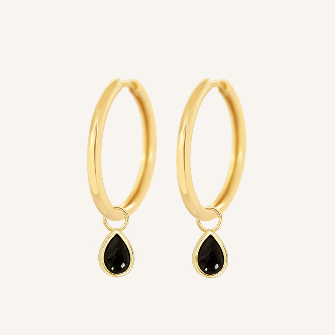 Black Onyx Trove Charm Hoops