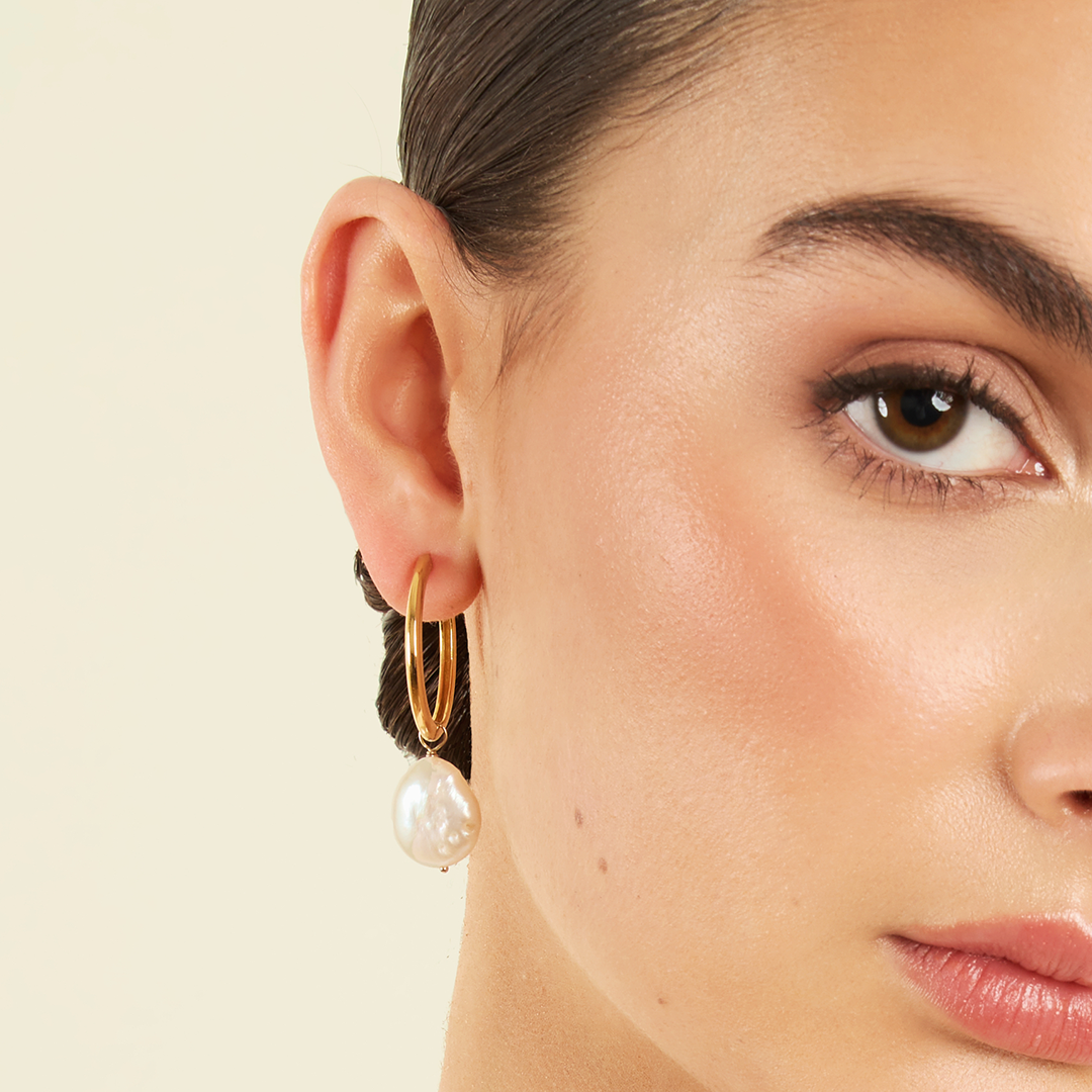 Capri Pearl Charm Hoops