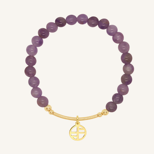 Dark Amethyst Charm Bracelet - Stone of Serenity