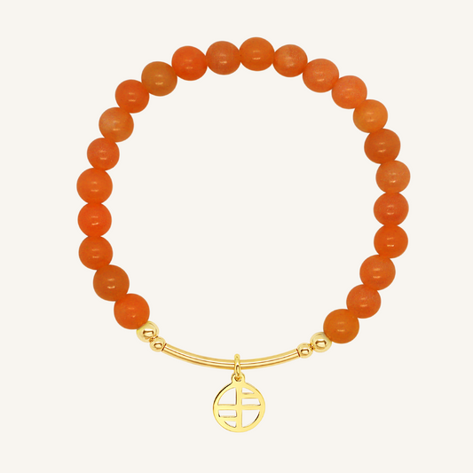 Orange Jade Charm Bracelet - Stone of Harmony