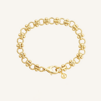 gold chain bracelet inspired by Eiffel tower on plain white background