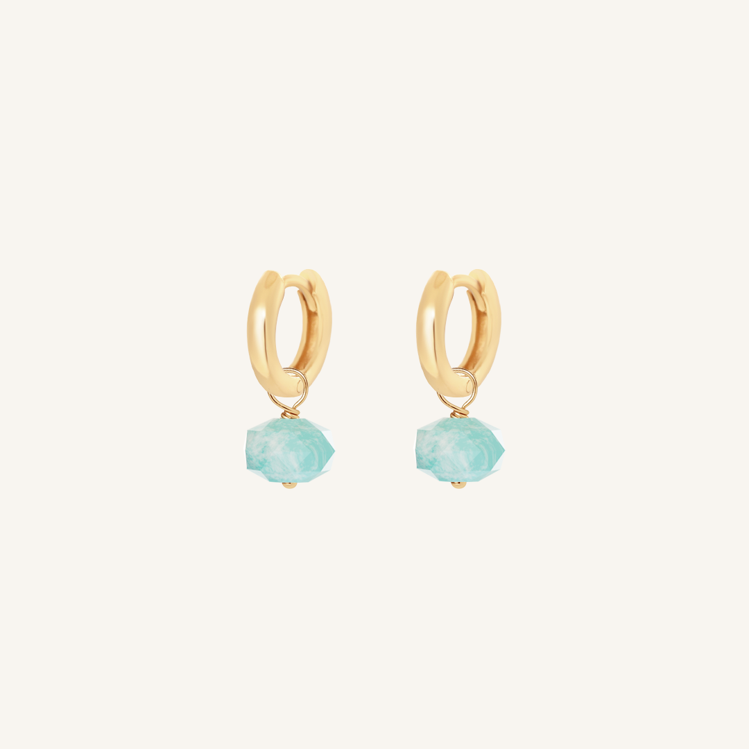 Opulent Amazonite Plain Hoops - Stone of Courage