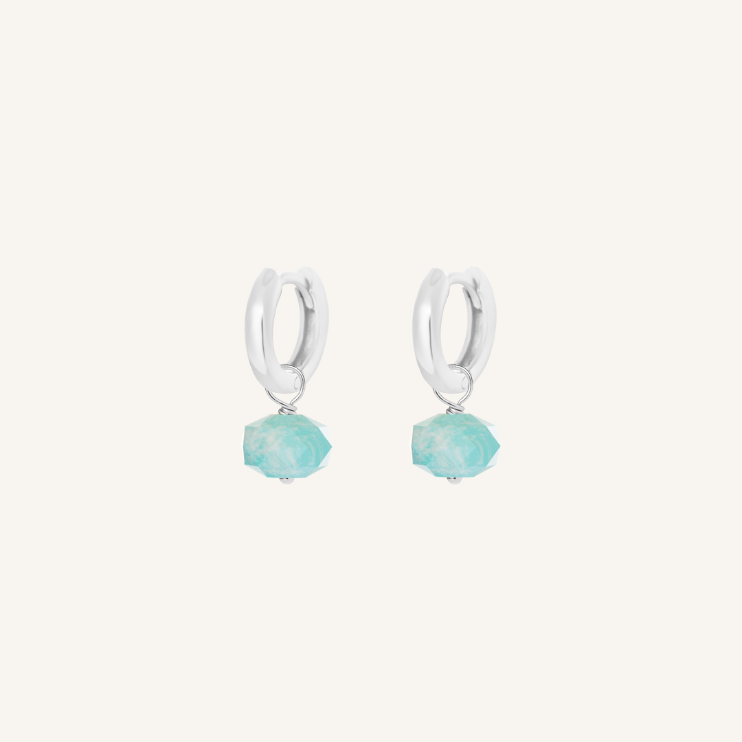 Opulent Amazonite Plain Hoops - Stone of Courage