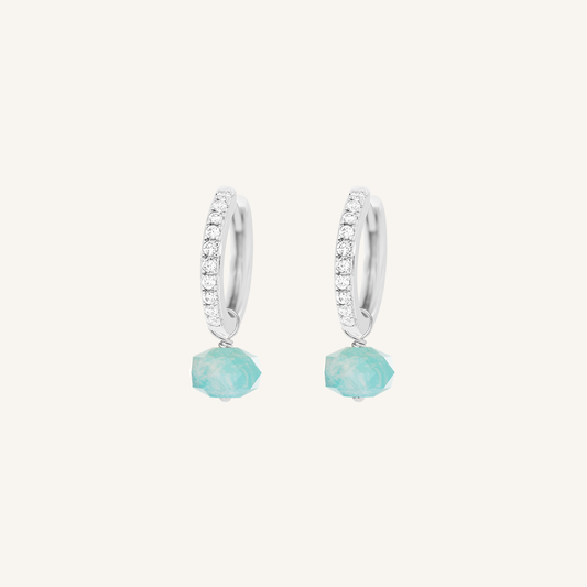 Opulent Amazonite Crystal Hoops - Stone of Courage