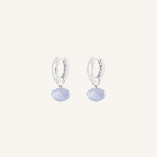 Opulent Blue Lace Agate Plain Hoops - Stone of Expression