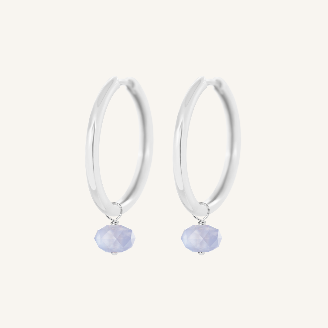 Opulent Blue Lace Agate Plain Hoops - Stone of Loyalty