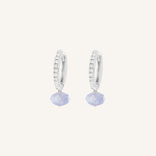 Opulent Blue Lace Agate Crystal Hoops - Stone of Expression