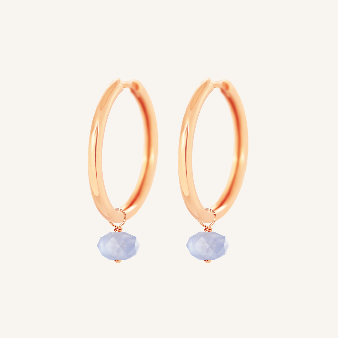 Opulent Blue Lace Agate Plain Hoops - Stone of Loyalty