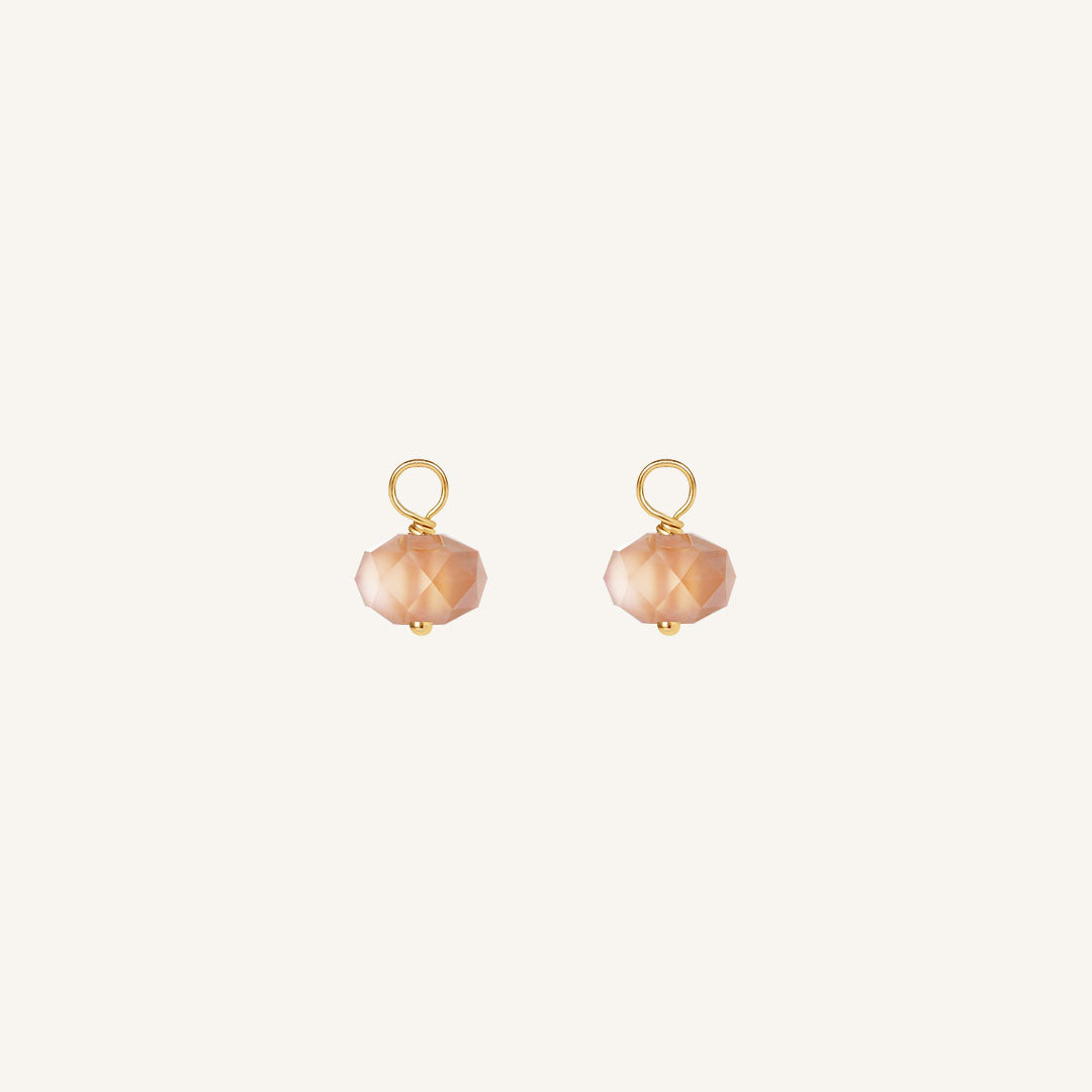 Opulent Orange Moonstone Hoop Charm - Stone of Hope (Set of 2)