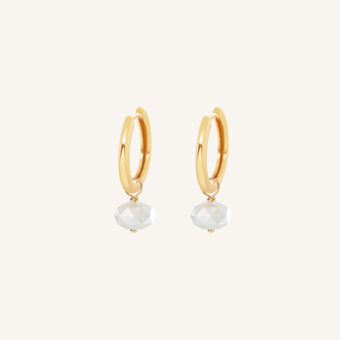 Opulent White Moonstone Plain Hoops - Stone of Hope