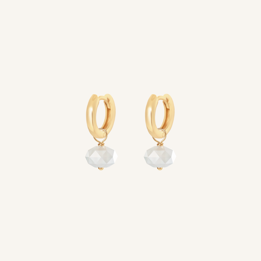 Opulent White Moonstone Plain Hoops - Stone of Hope