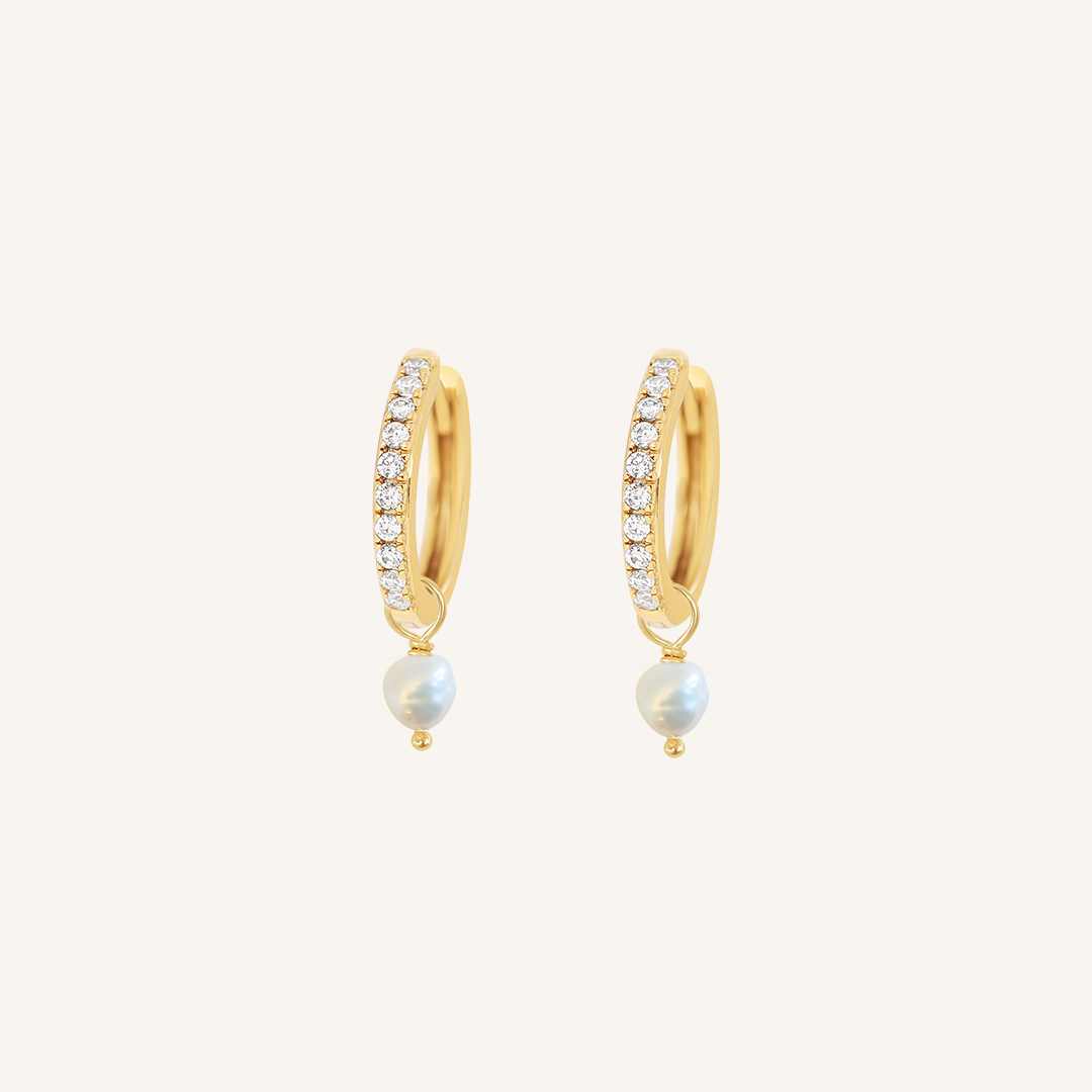 Pearl Crystal Hoops - Stone of Potential