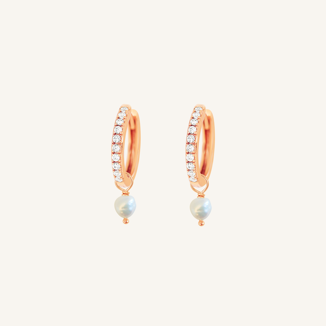 Pearl Crystal Hoops - Stone of Potential