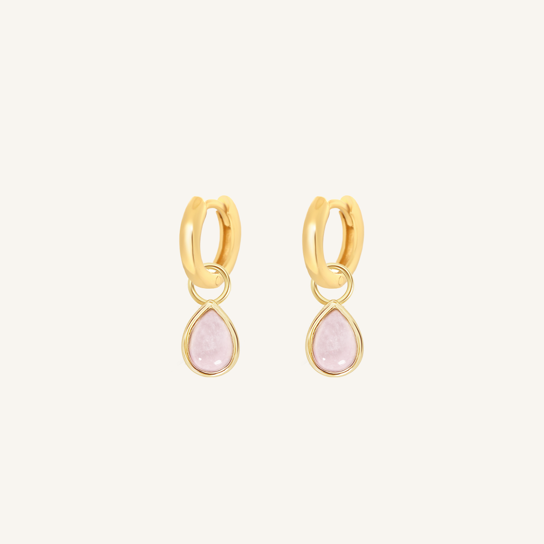 Rose Quartz Trove Charm Hoops