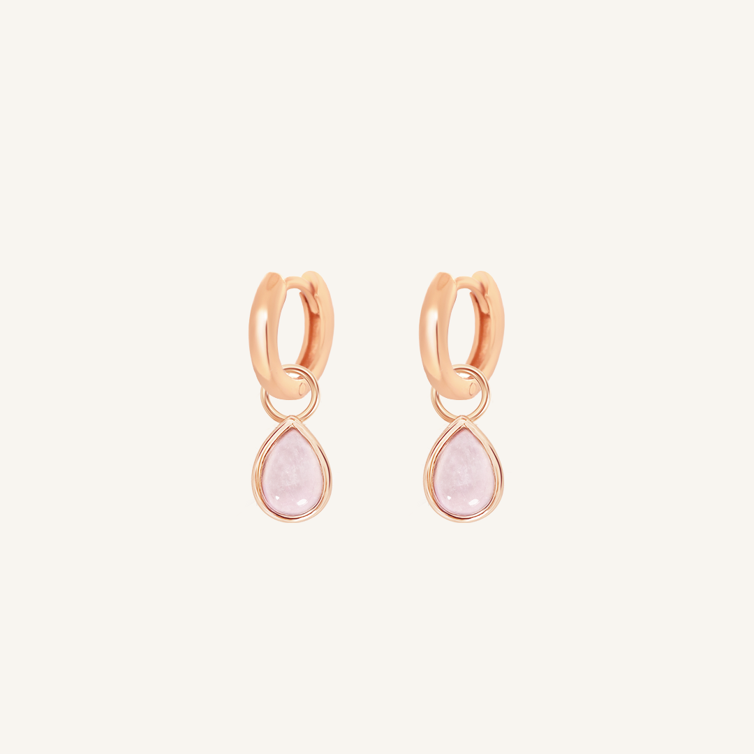 Rose Quartz Trove Charm Hoops