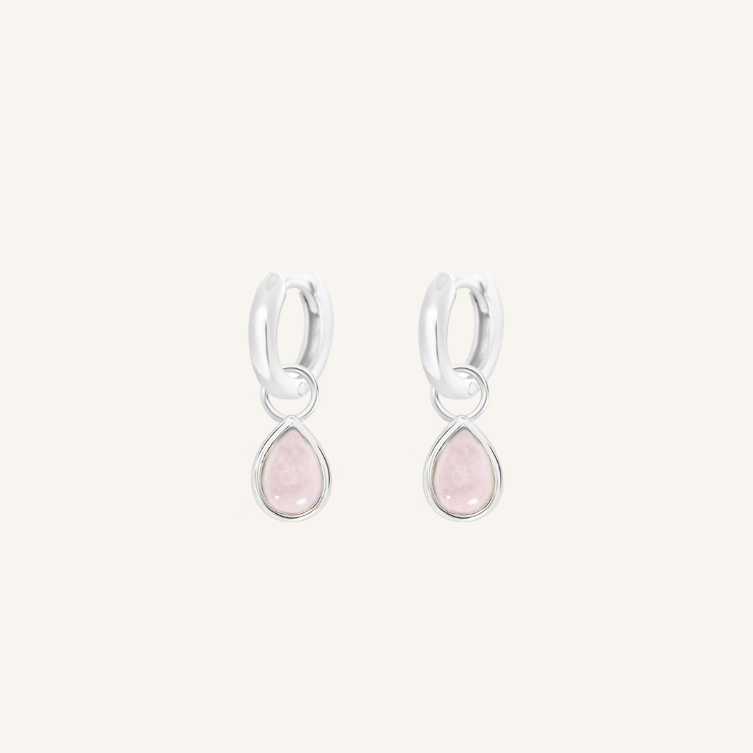 Rose Quartz Trove Charm Hoops