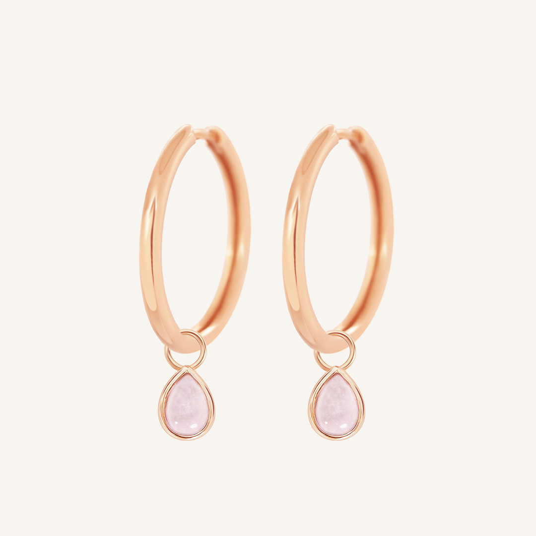 Rose Quartz Trove Charm Hoops