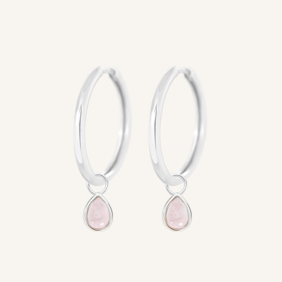 Rose Quartz Trove Charm Hoops