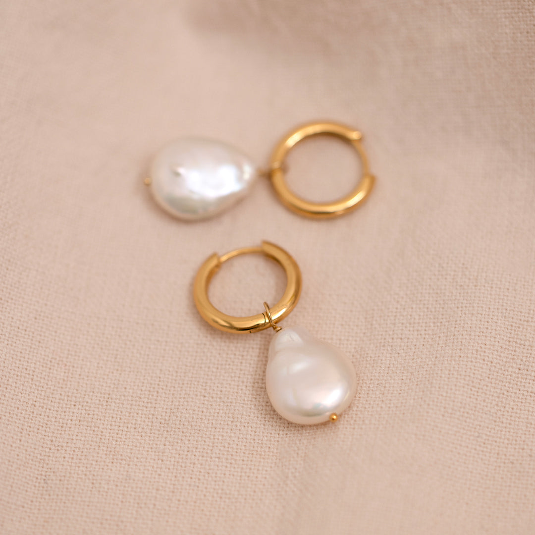 Capri Pearl Charm Hoops