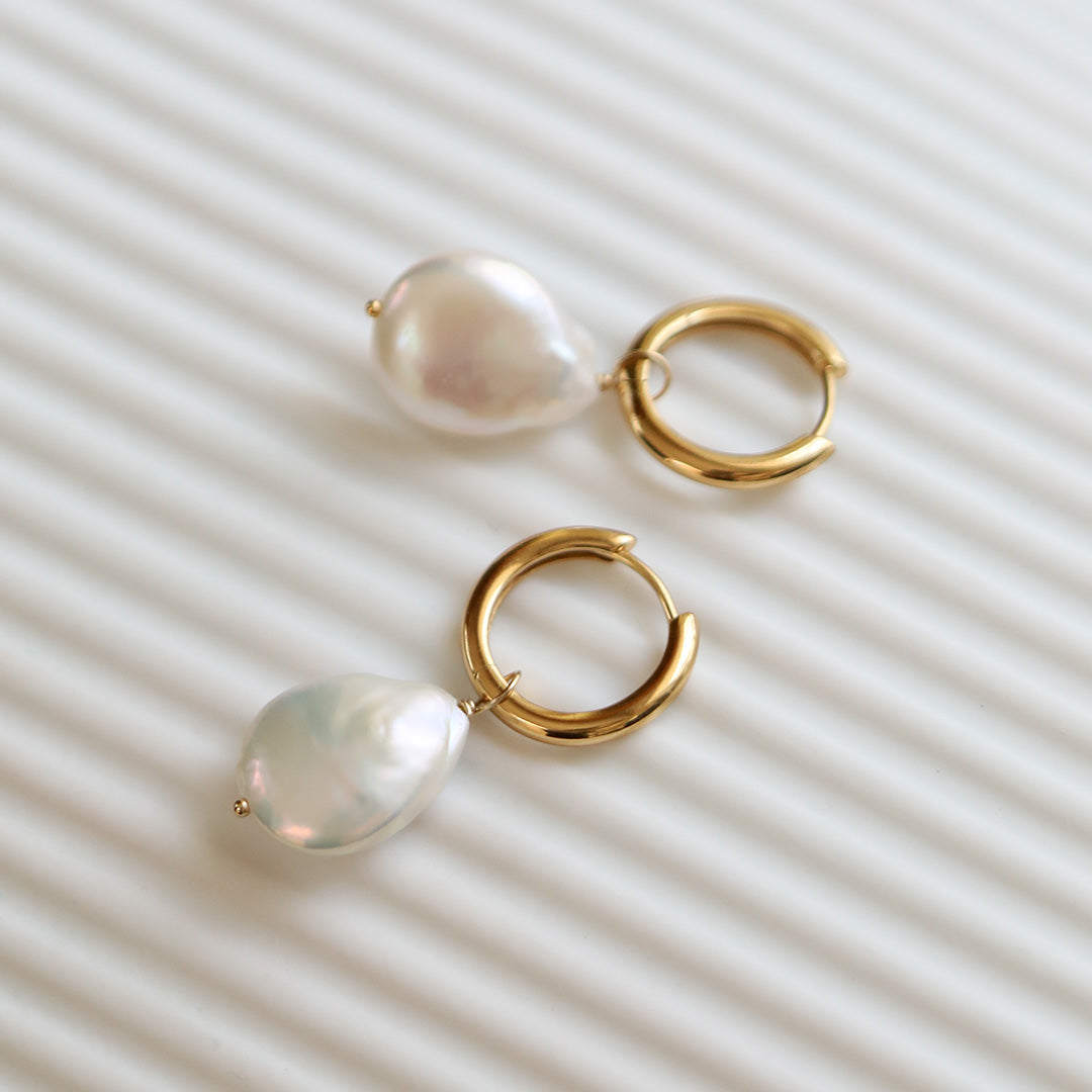 Capri Pearl Charm Hoops