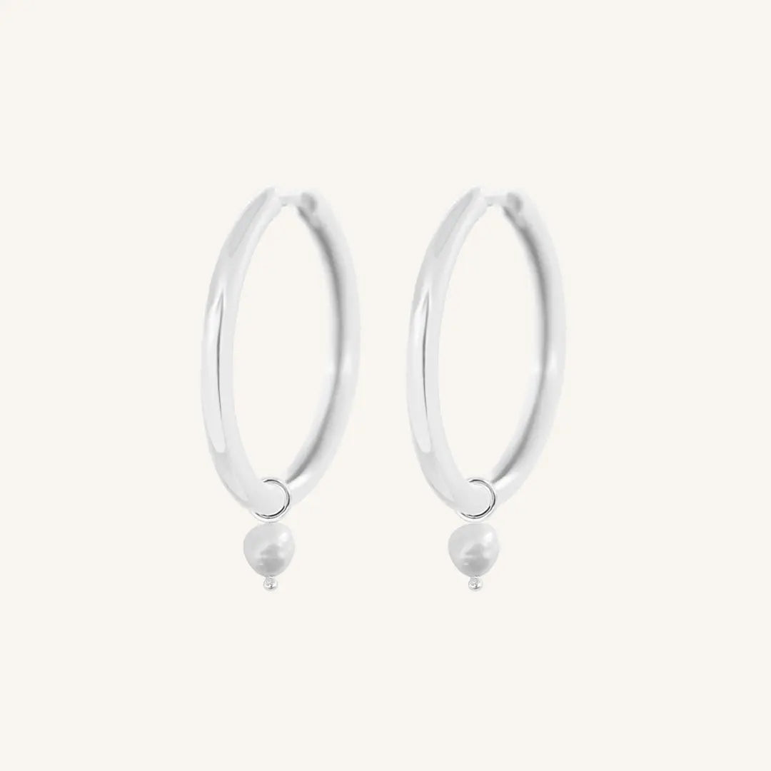 Silver hoops with deals pearls